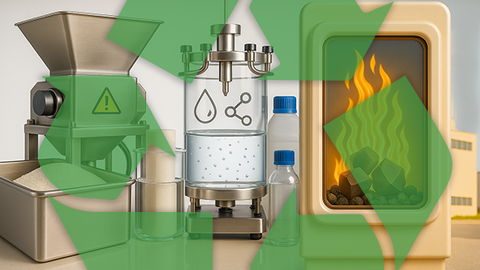 Recycling | © KI Fotorealistisches Bild eines industriellen Recyclingprozesses mit mechanischem, thermischen und chemischem Recycling – moderne Kreislaufwirtschaft in der Industrie. | © KI