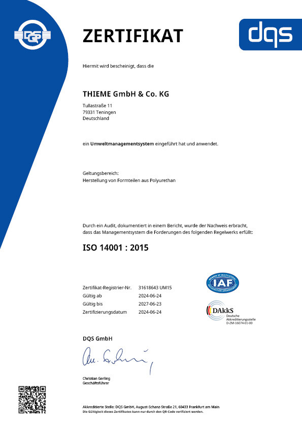 Management System Zertifikat ISO 14001:2015