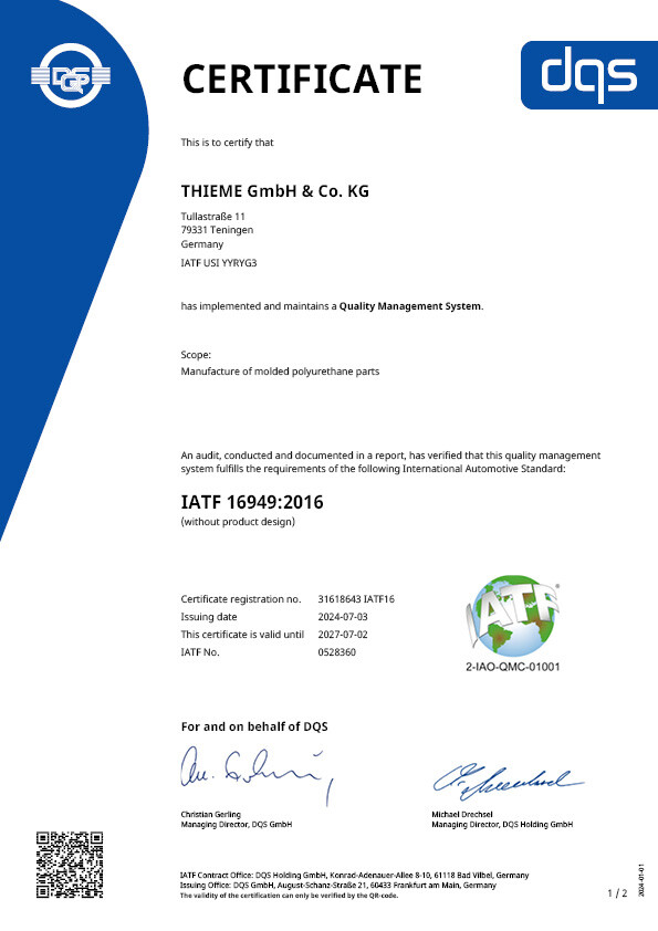 Management System Certificate ISO 16949:2016